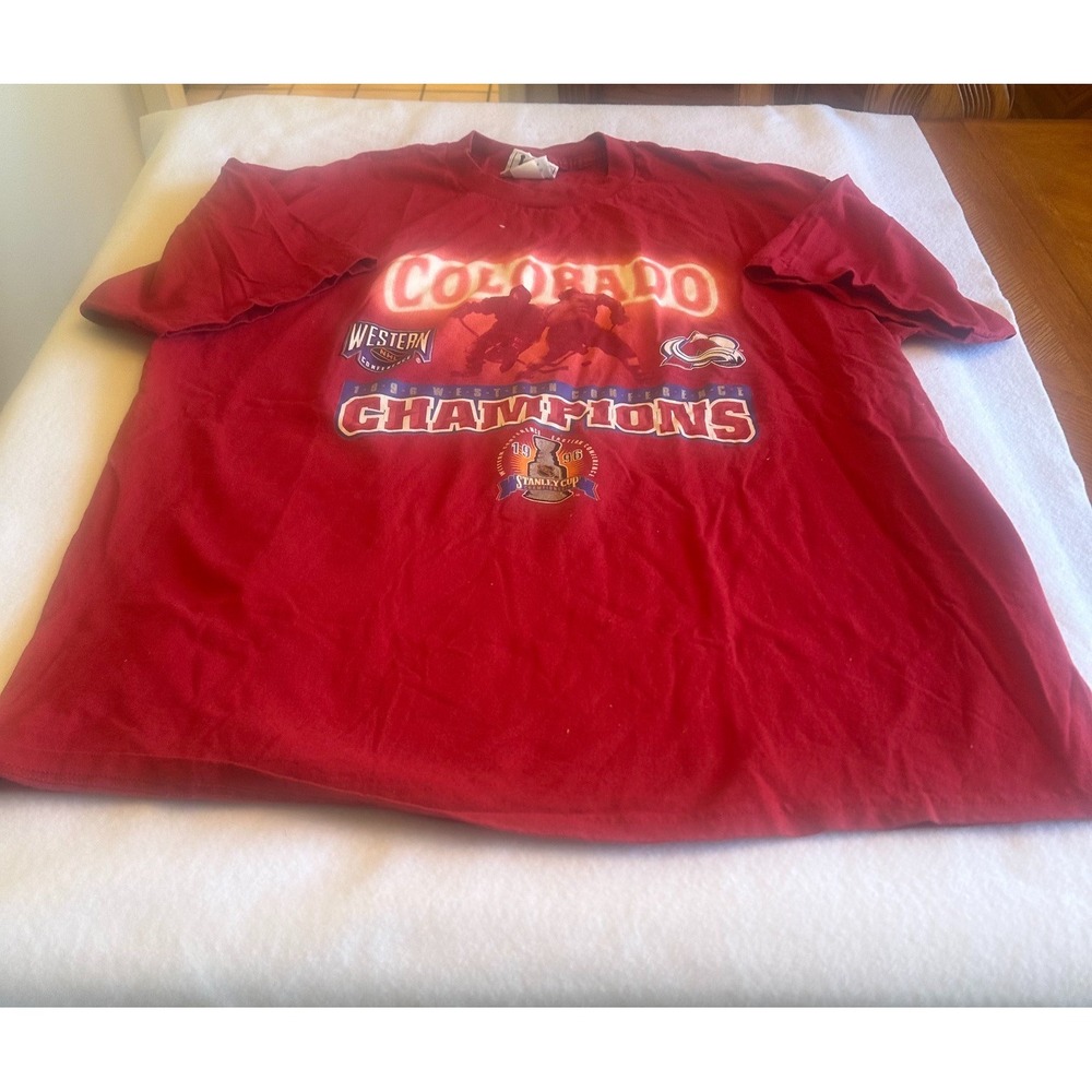 Vintage 1996 Colorado Avalanche T Shirt XXL Red Lee Sport Stanley Cup NHL 2XL